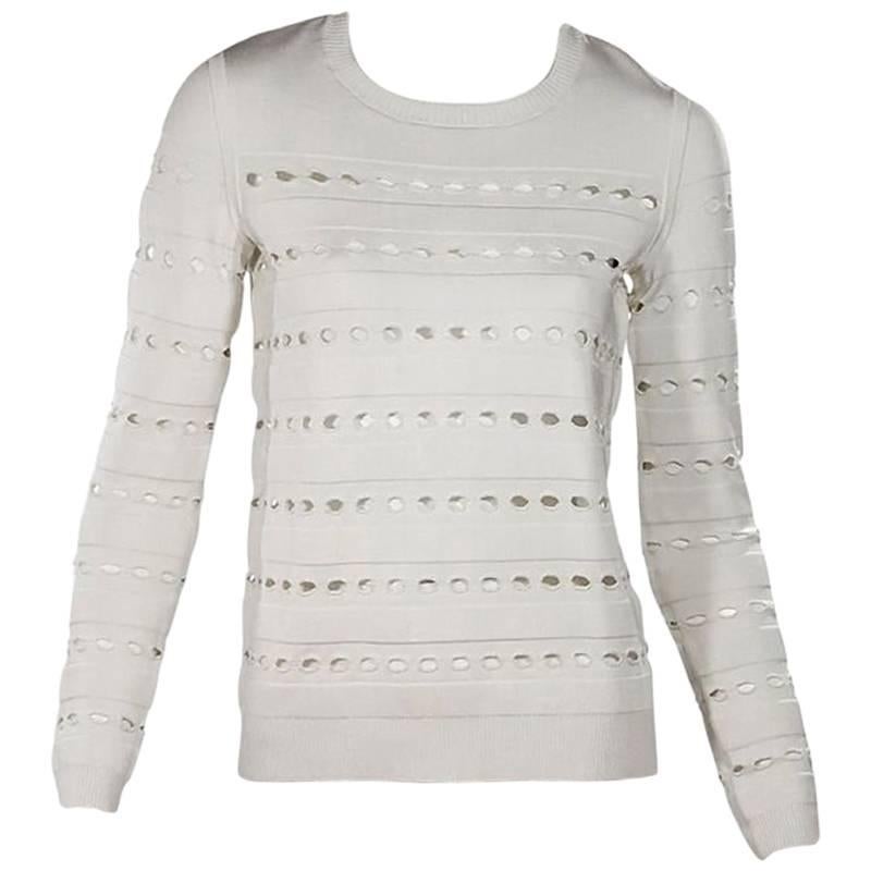 Herve Leger White Cutout Sweater