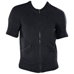 Hermes Vintage Dark Grey Cashmere Sweater Top