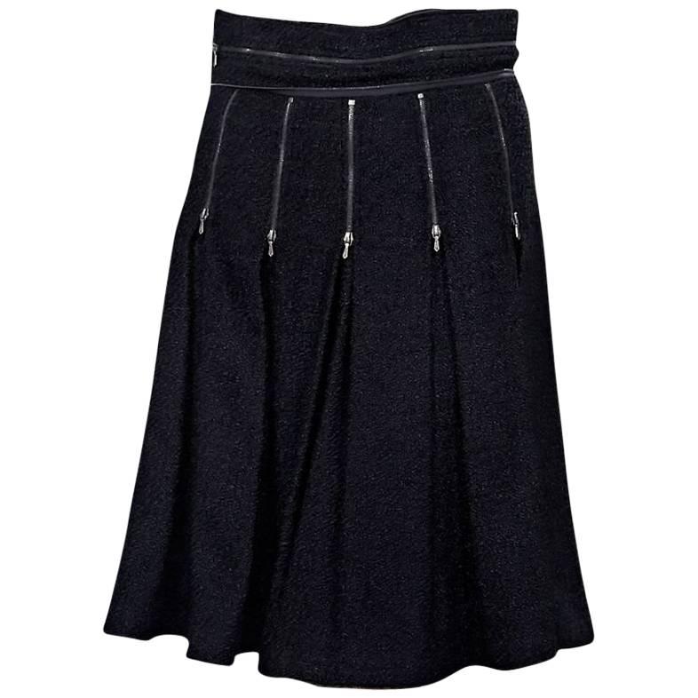 Chanel Navy Blue Pleated Skirt