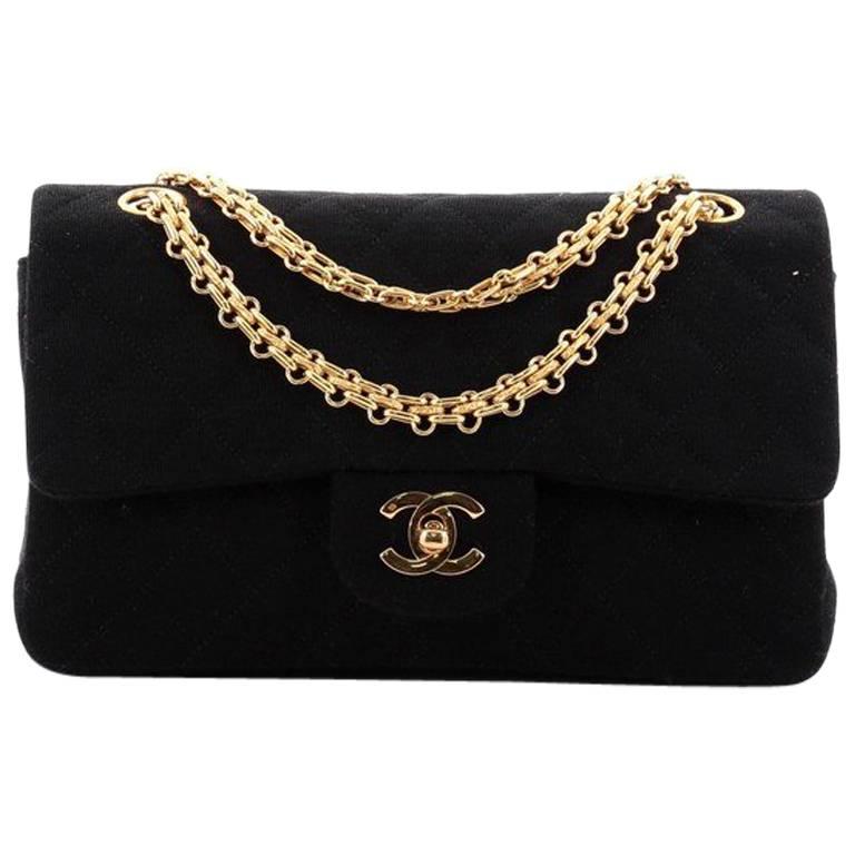 Chanel Bijoux Chain Double Flap Bag Quilted Jersey Small at 1stDibs