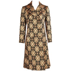 Malcolm Starr Woven Black Peach Coral and Gold Lame Coat, 1960s