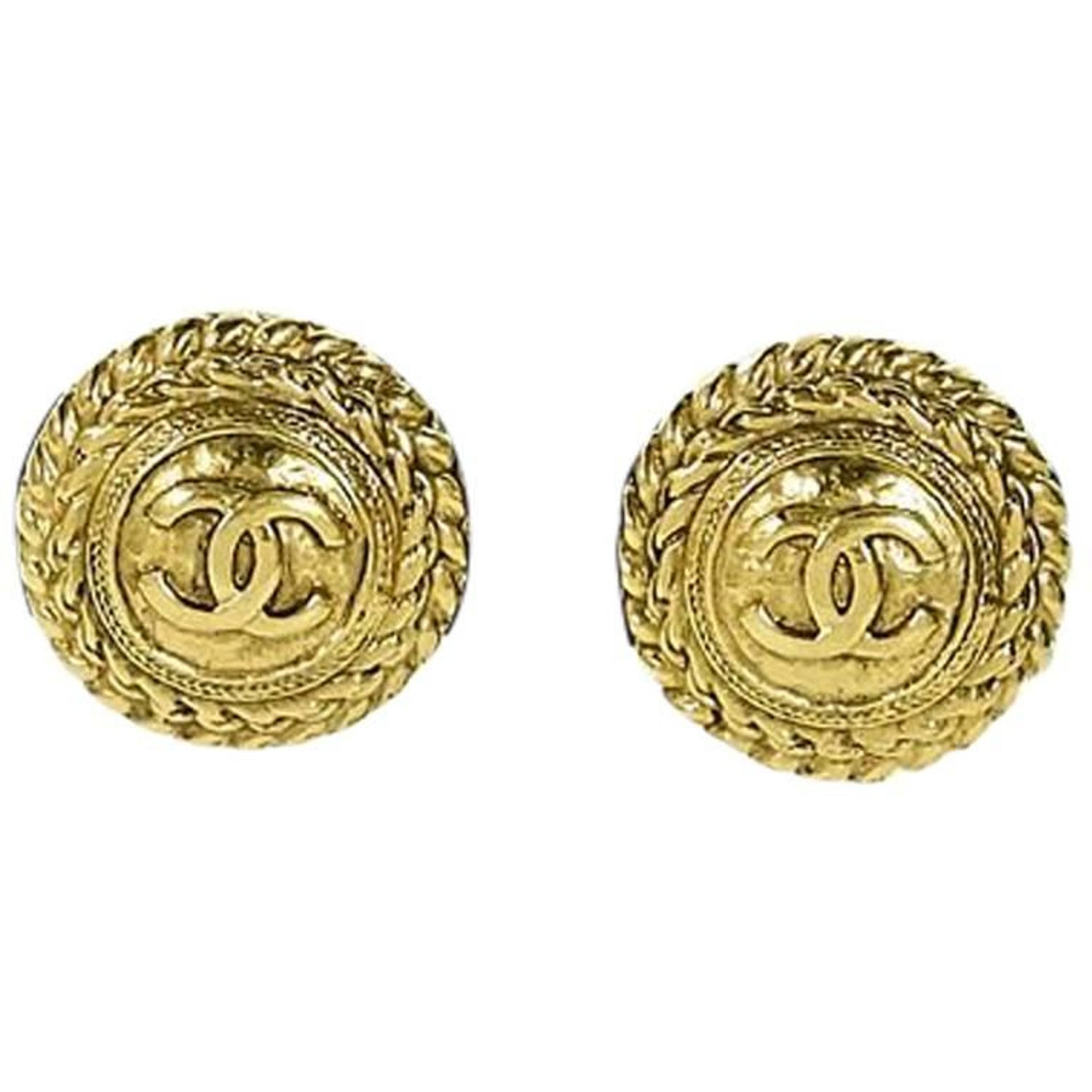 Goldtone Vintage Chanel Clip-On Earrings For Sale at 1stDibs | chanel clip  on earrings vintage, chanel vintage clip on earrings, chanel clip earrings