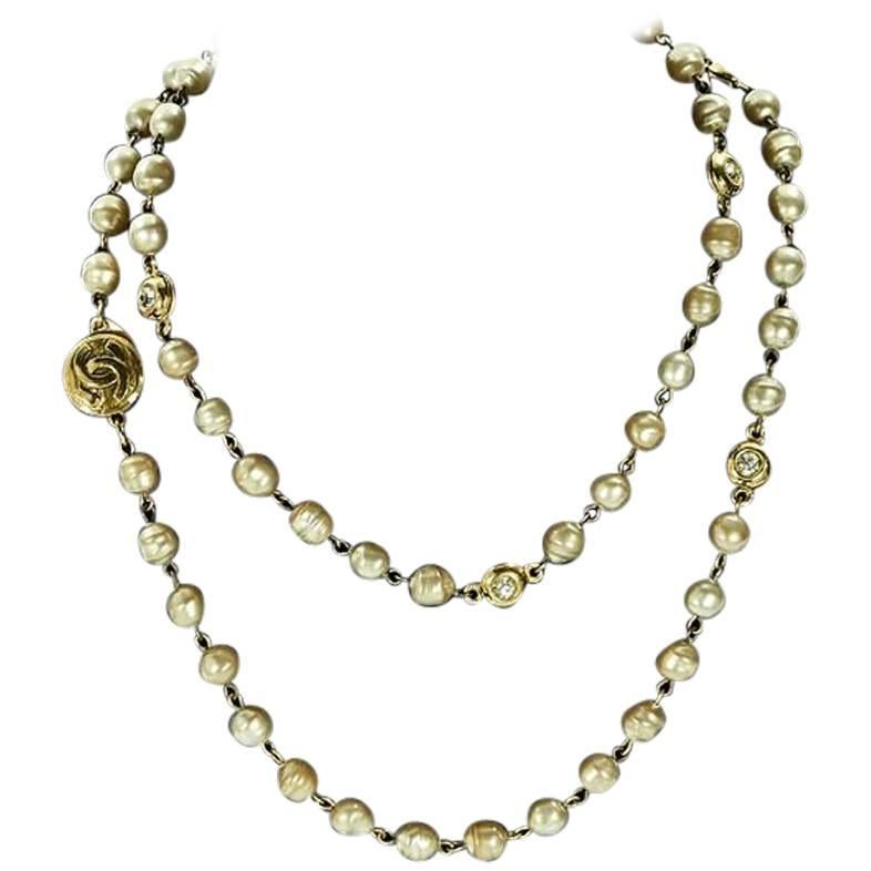 Goldtone Vintage Chanel Faux Pearl Necklace