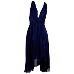 Dark Blue Haute Hippie Printed Silk Dress