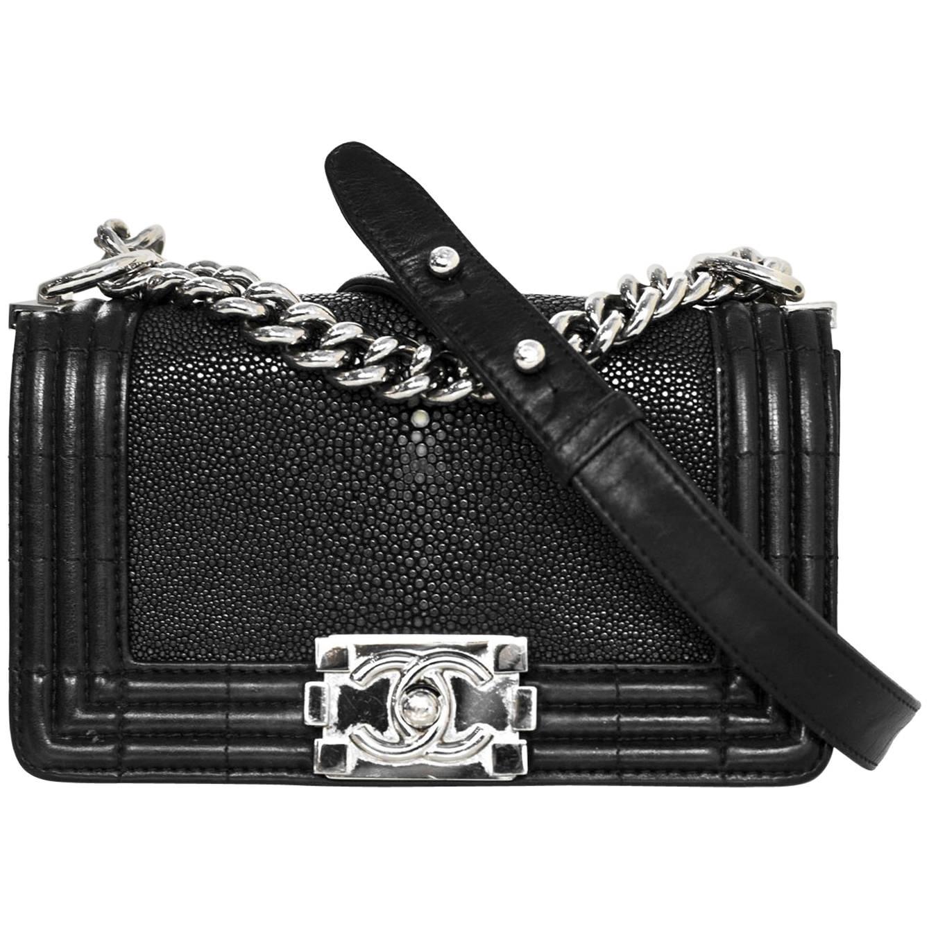 Chanel Black Stingray & Leather  Small Boy Crossbody Bag