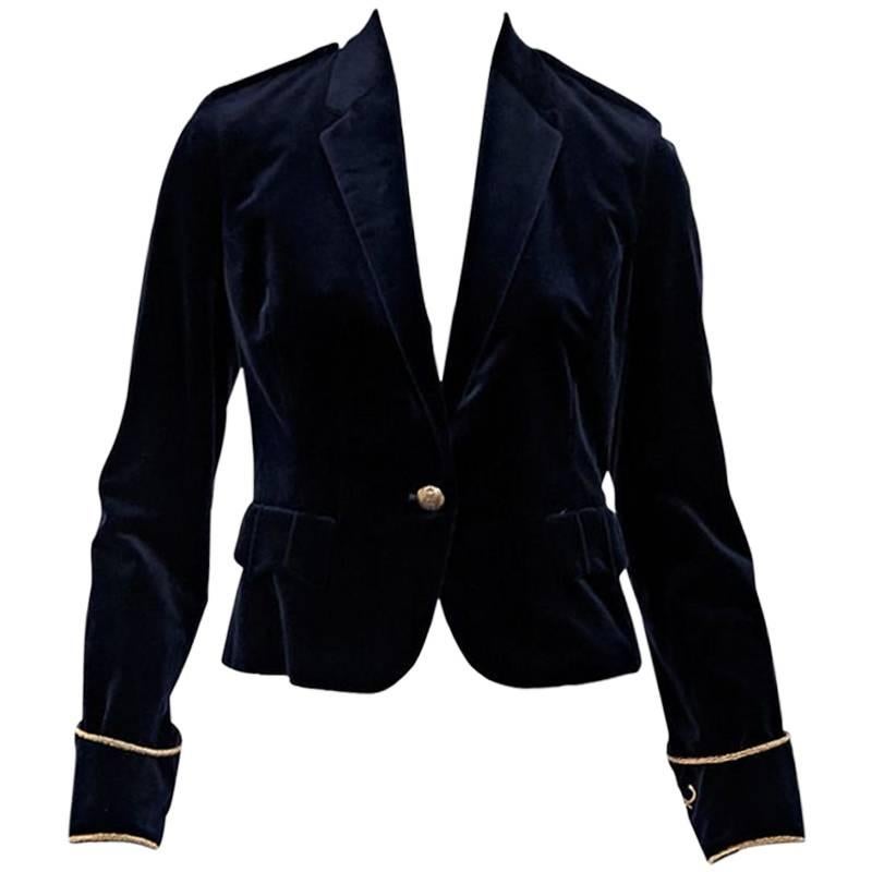Navy Blue & Gold Ralph Lauren Velvet Blazer