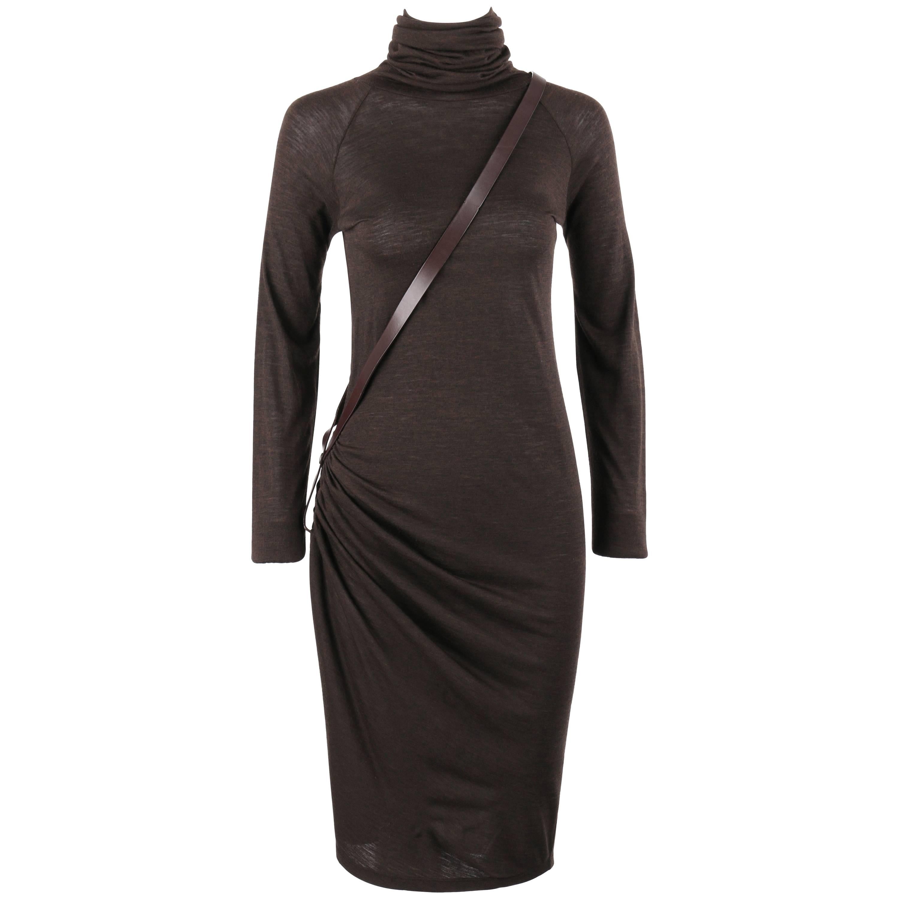 JEAN PAUL GAULTIER Classique S/S 2007 Wool Knit Crossbody Belted Cocktail Dress For Sale