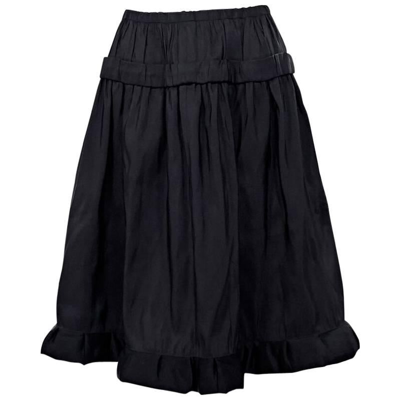 Black Lanvin Silk A-Line Skirt