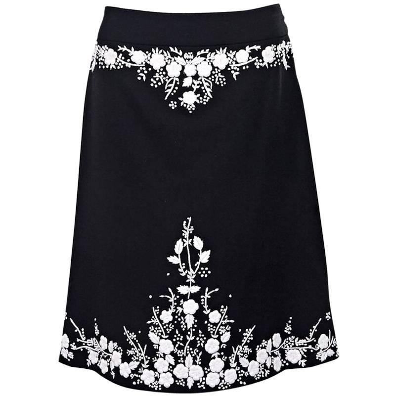 Black & White Alexander McQueen Embroidered Skirt