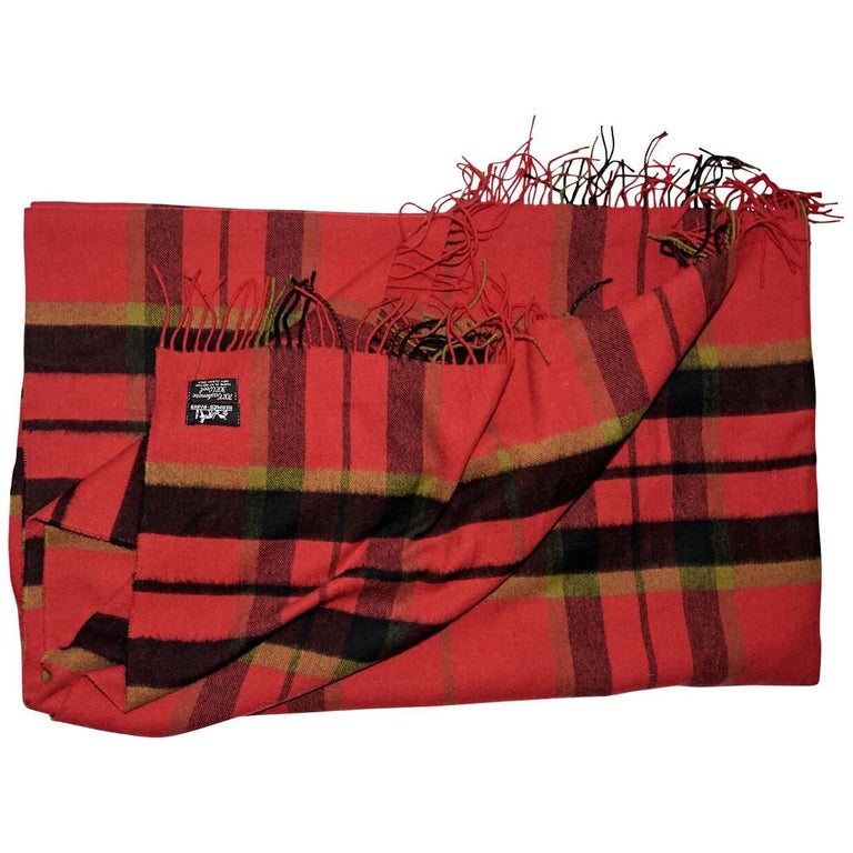 Red Vintage Hermes Plaid Blanket For Sale at 1stDibs