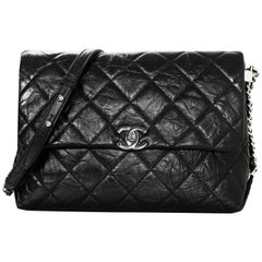 Chanel 2017 Black Quilted Distressed Calfskin Big Bang Flap Bag w. Receipt