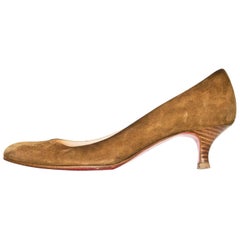 Christian Louboutin Brown Suede Kitten Heels Sz 37