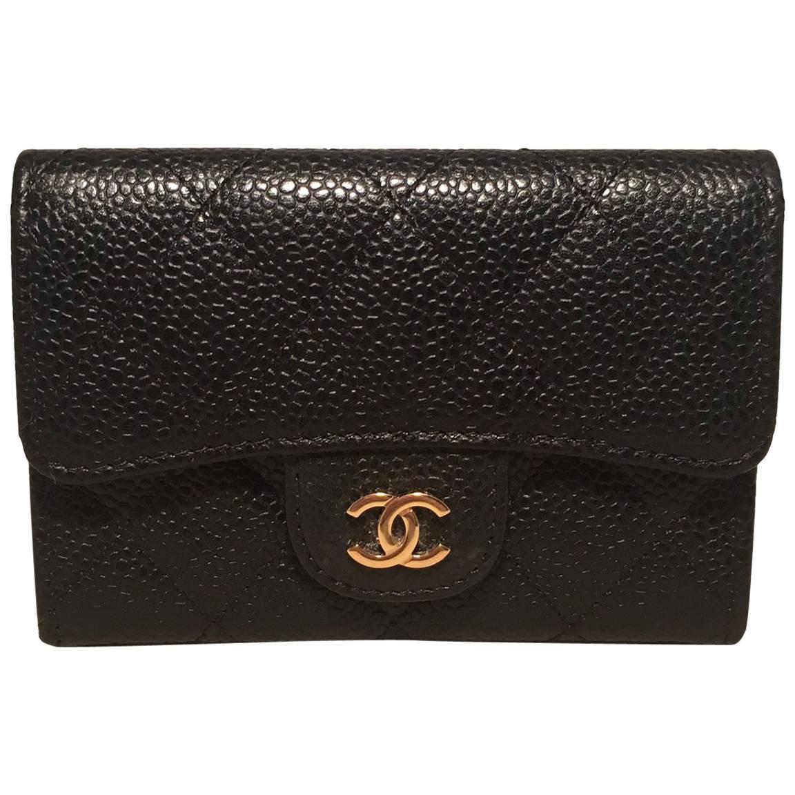 Chanel Black Quilted Caviar Mini Wallet