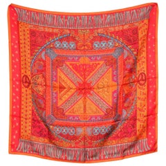 Classic Orange Hermes Silk Scarf