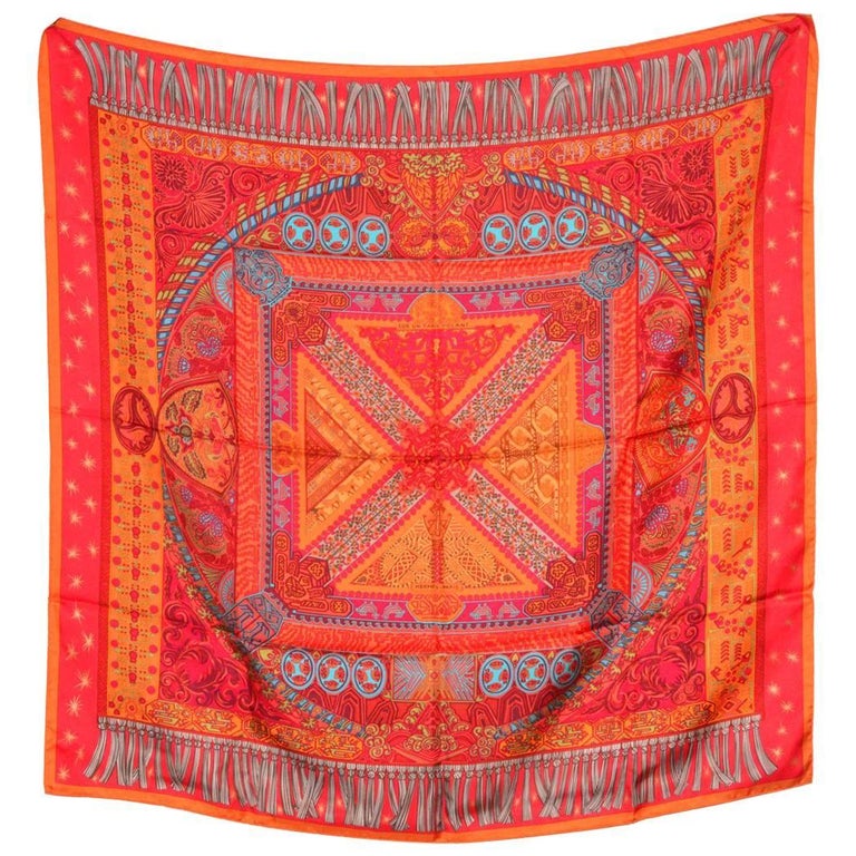 Classic Orange Hermes Silk Scarf at 1stDibs hermes orange scarf