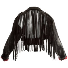 Vintage Jean Paul Gaultier Spring-Summer 1985 fringed leather jacket with open back 
