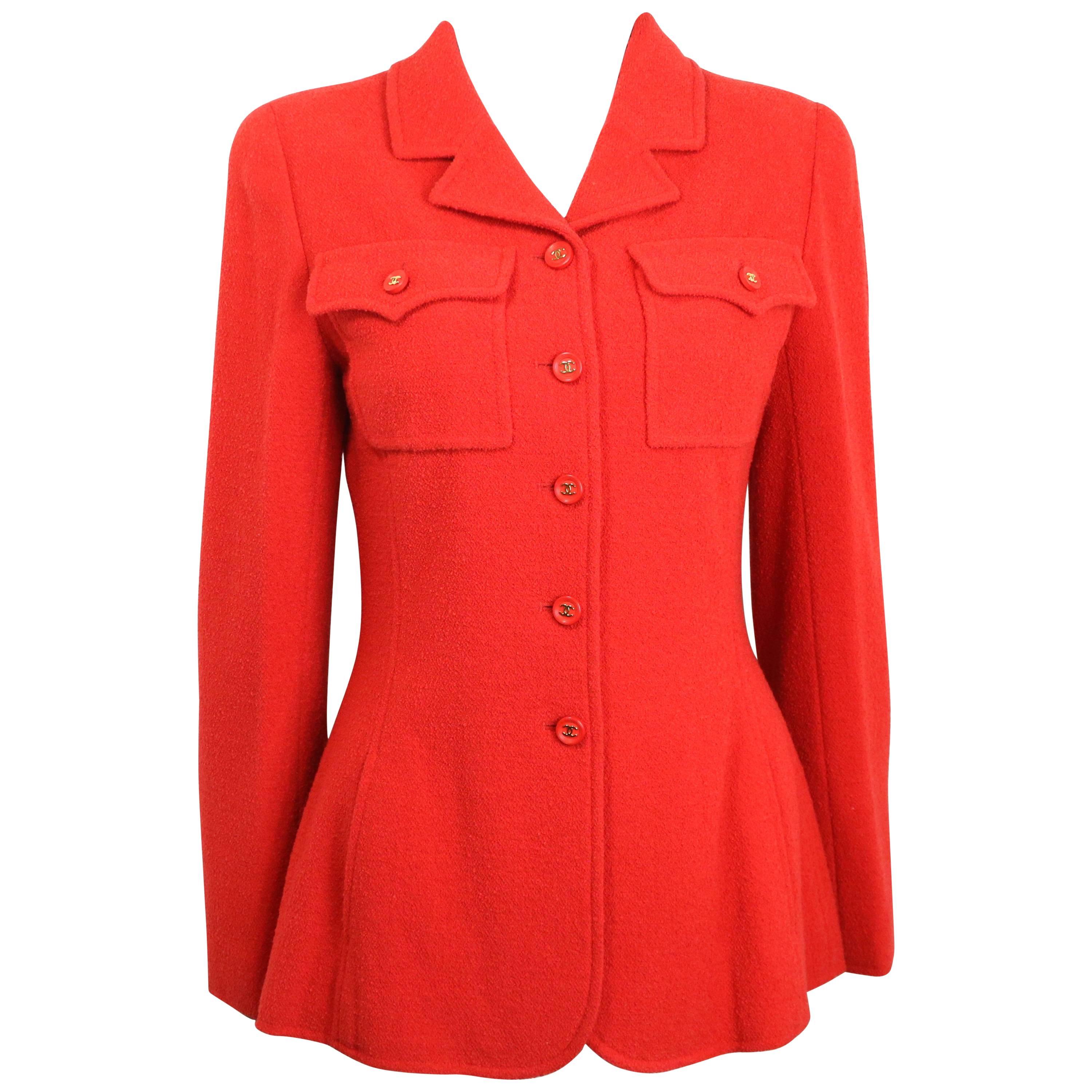 Chanel Red Wool Jacket  For Sale