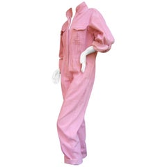 Diane von Furstenberg Vintage Pink Corduroy Jumpsuit c 1980s