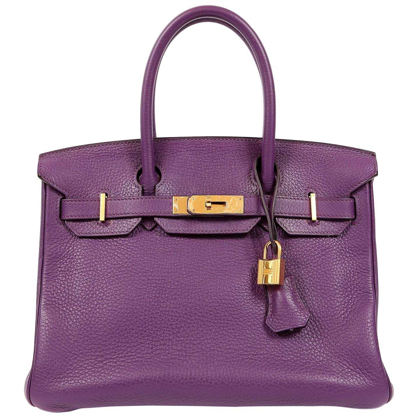 Hermes Ultra Violet Togo 30 cm Birkin Bag with GHW For Sale
