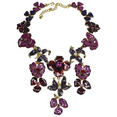 Kenneth Jay Lane KJL Multi-Color Floral Bib Necklace