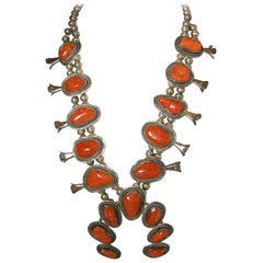 Vintage Navajo Coral Squash Necklace