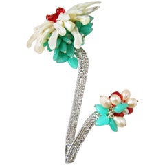 Robert Sorrell Smaller Faux Pearl Floral Brooch