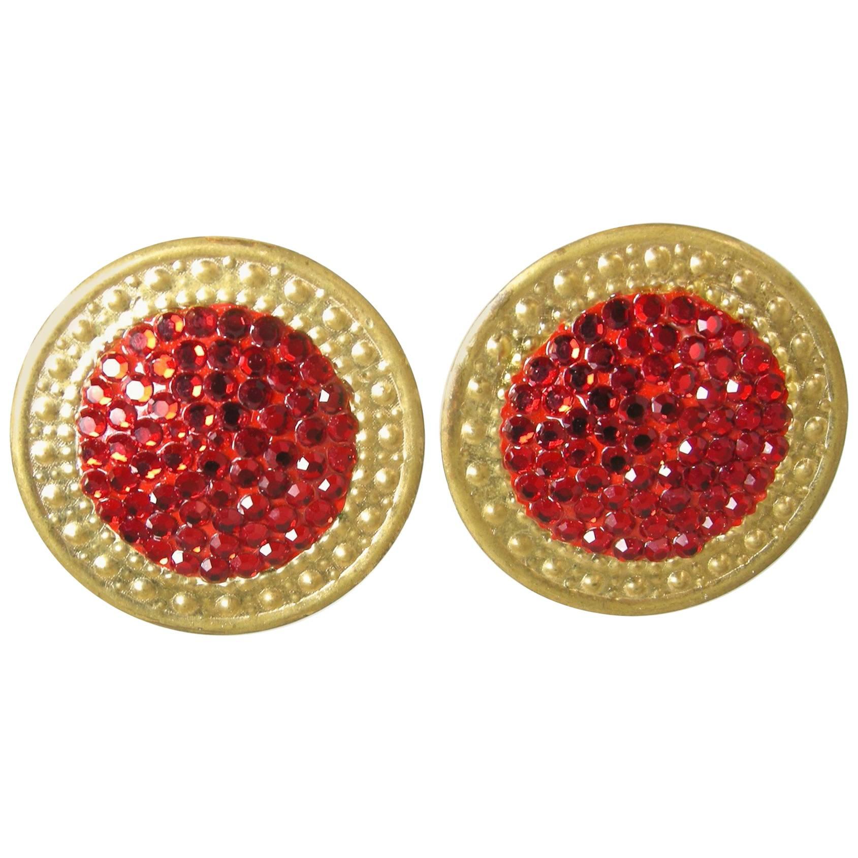 Richard Kerr Large Red Vintage Earrings, 1960s  For Sale