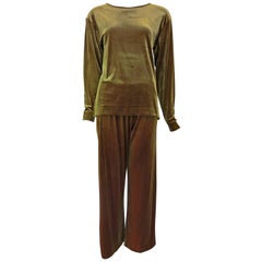 Joan Vass Iridescent Velvet Top and Pants Set