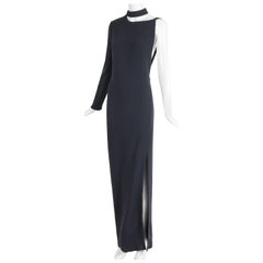 Tom Ford Black Single Sleeved Evening Gown with Side Slit