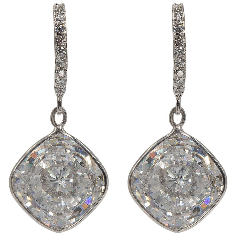 Edwardian Style Cushion Diamond Costume Jewelry Earrings For At Edwardian Style Cushion Diamond Costume Jewelry Earrings For