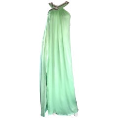 New Christian Dior John Galliano Size 10 Light Green Silk Chiffon Grecian Gown