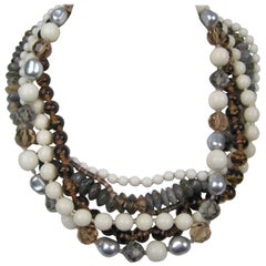 Retro Ciner Swarovski crystal Beaded  6 strand Necklace, 1980s New Never worn