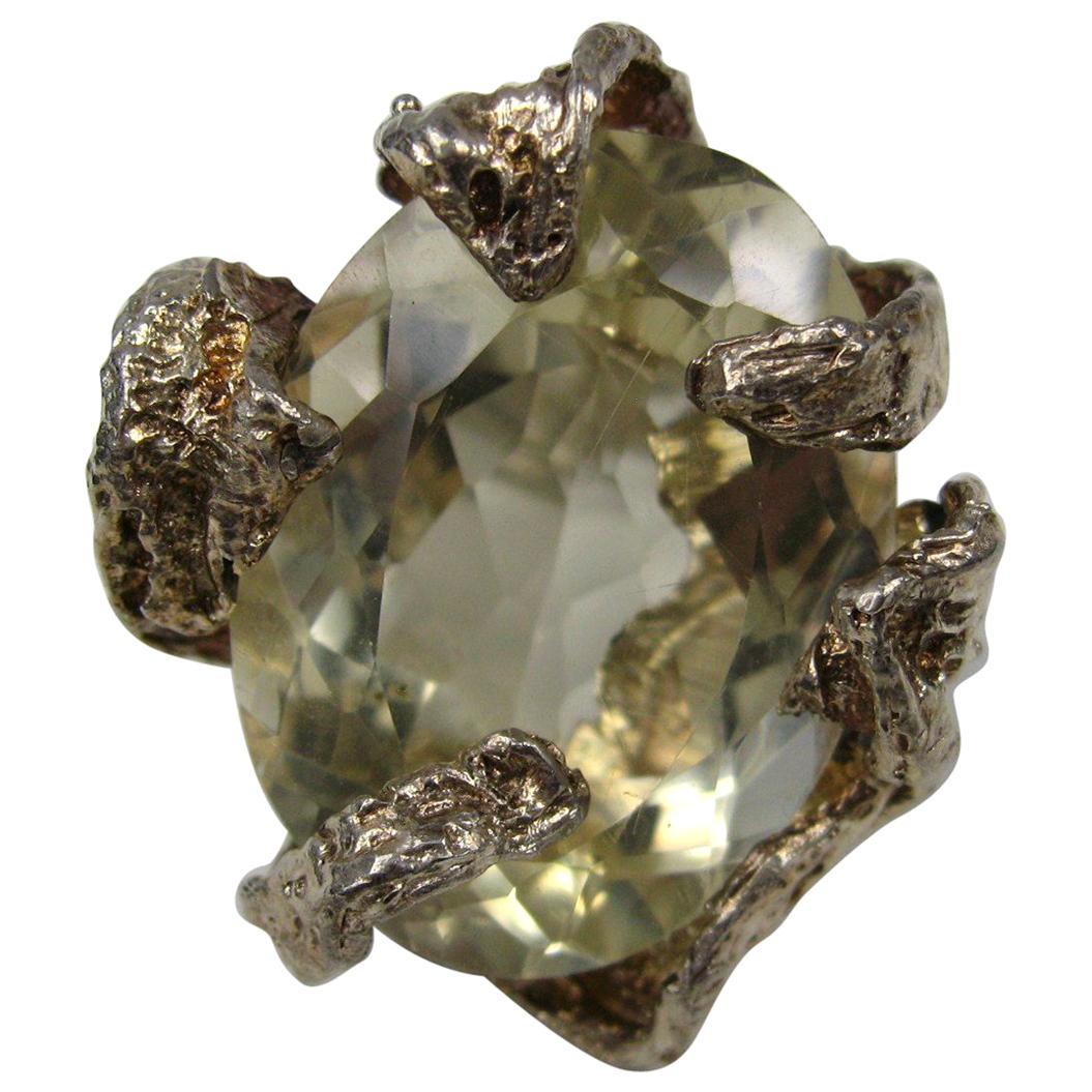 Sterling Silver Citrine brutalist Ring