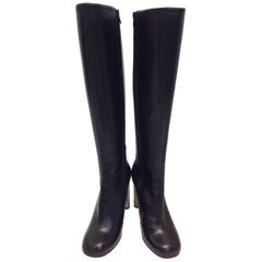 Celine Black Leather Knee High Boots
