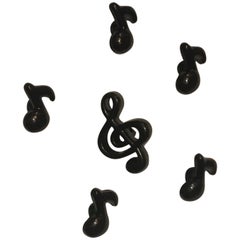 Vintage Patrick Kelly Black Music Note Buttons for Streamline, 1980s 