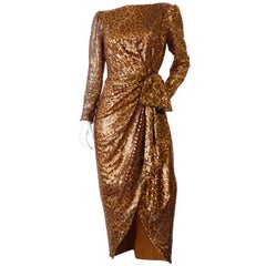 Saks Fifth Avenue - Robe léopard à sequins Mignon des années 1980