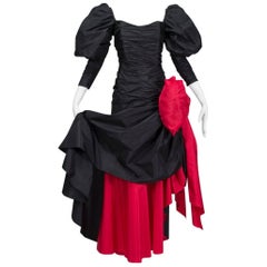 Paul-Louis Orrier Asymmetrical Exposed Leg Evening Gown, 1980s