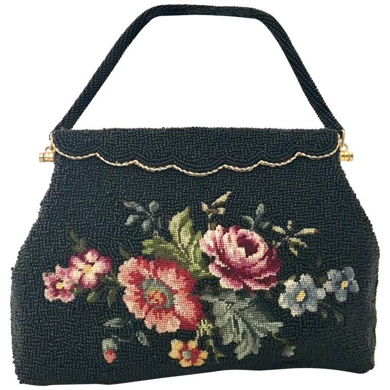 Grey - Original Crewel Hand Embroidered Leather Hand Bag main image 1