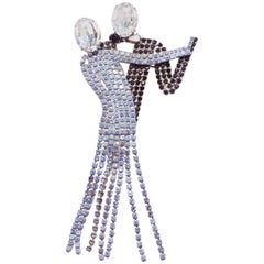Retro Butler and Wilson Crystal Dancing Couple Brooch pin