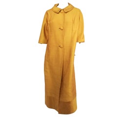 1960s Saffron Yellow Silk Shantung Opera Coat