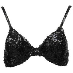 1990s La Perla Black Sequin Bra 