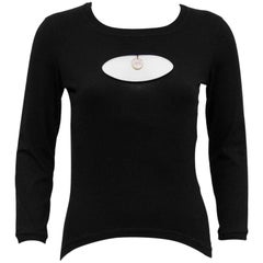 Chanel Black Long Sleeve Top with Cut Out and Coin Detail, 1990s 