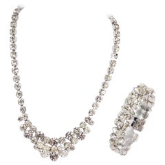 Vintage 1950s Eisenburg Rhinestone Necklace and Bracelet Set