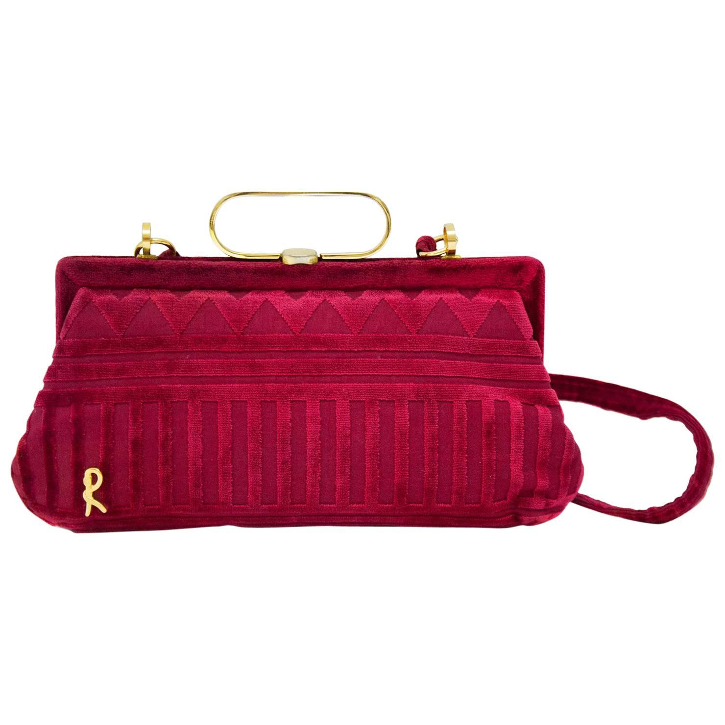 Roberta Di Camerino Raspberry Cut Velvet Bag, 1970s 