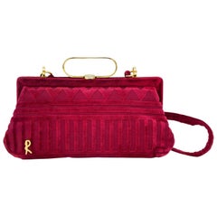 Retro Roberta Di Camerino Raspberry Cut Velvet Bag, 1970s 