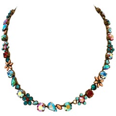 21st Century Gold Swarovski Crystal & Enamel Choker Necklace By, Sorrelli