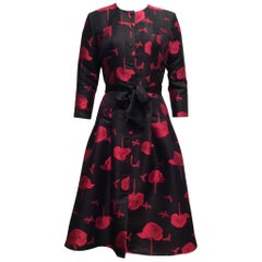 Carolina Herrera Black And Magenta Coat Dress Sz 8