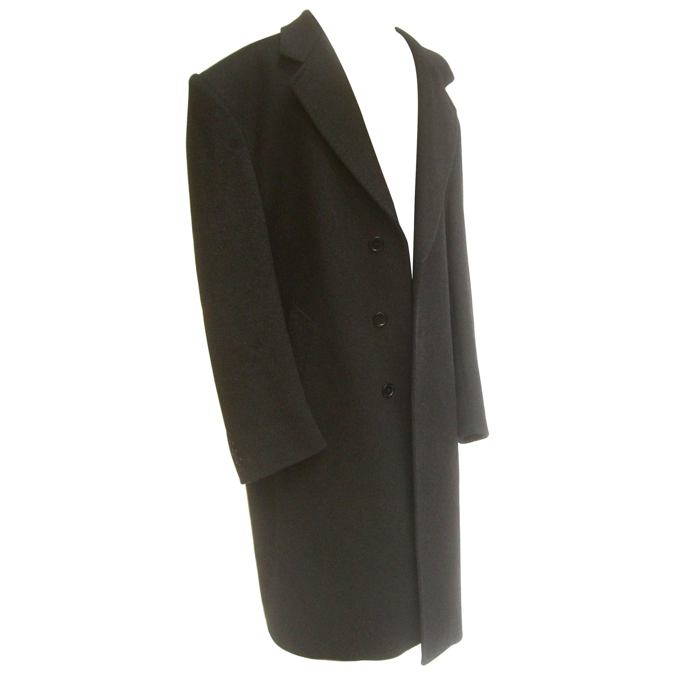 Men's Italian 100% Cashmere Charcoal Gray Overcoat Size 44 