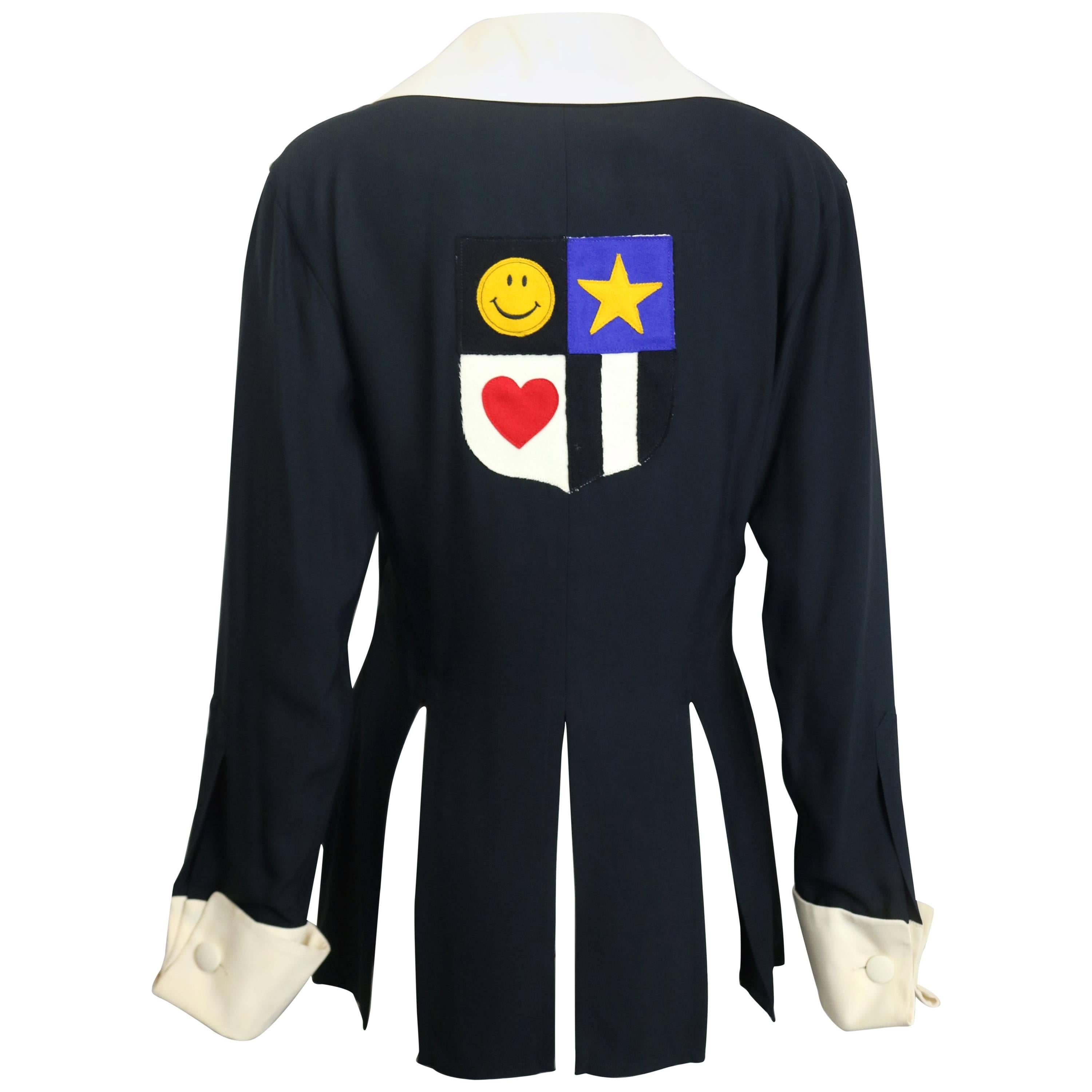 Moschino Couture Black Tunic Shirt with Symbols  For Sale