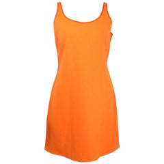Rebecca Moses Orange Wool Sleeveless Dress 